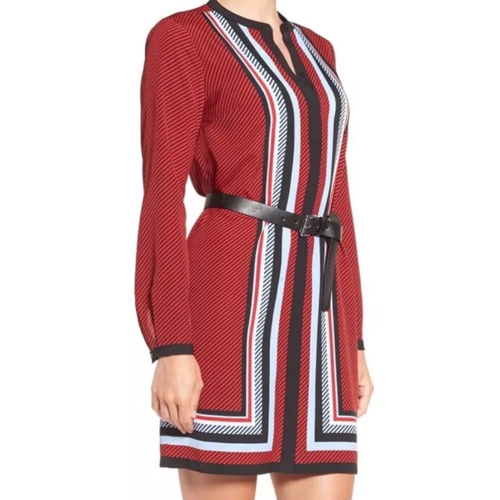 Michael Kors Optic Scarf Belted Shirt Dress P2P 19in + MK Leather Belt